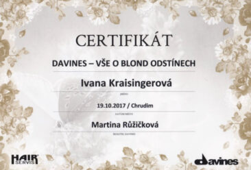 Certifikát - Ivana Kraisingerová Kadeřnice